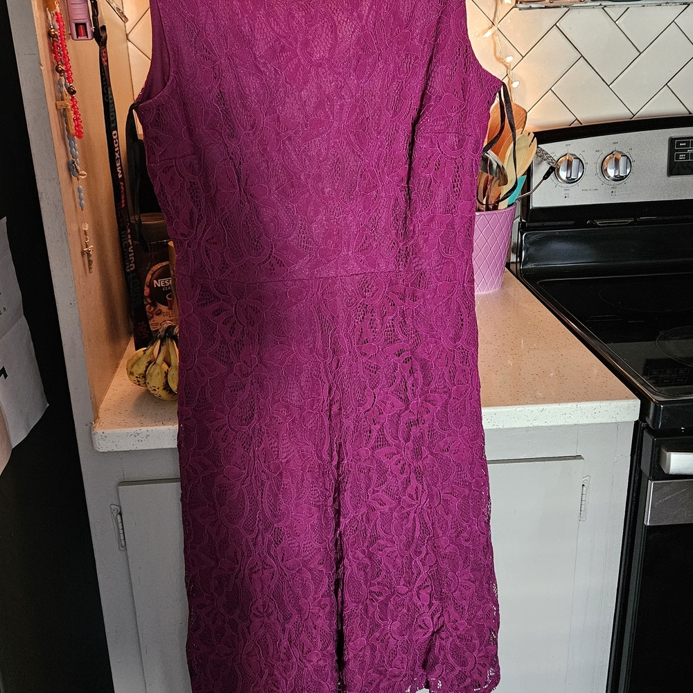 Studio Fuchsia Lace Midi Dress